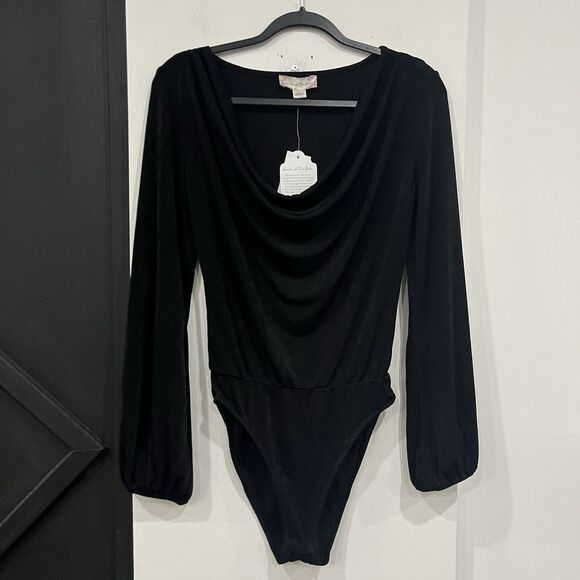 Band Of The Free Tops - NWT Band Of The Free Black Slinky Cowl Neck Bodysuit Size Medium